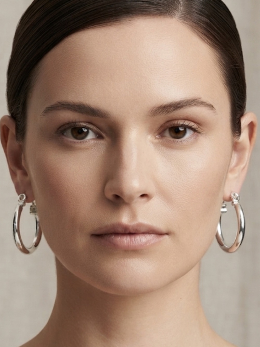 Polished Silver Hoop Earrings - Shiny Silver Finish